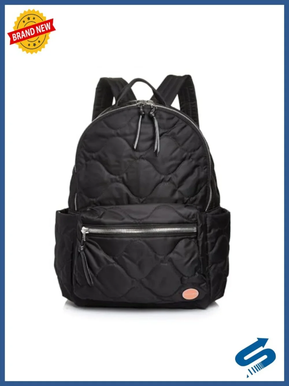Quilted Nylon Travel Backpack with Laptop Compartment and Trolley Sleeve